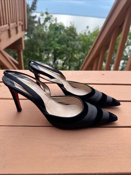 Christian Louboutin velvet and silk slingback mules